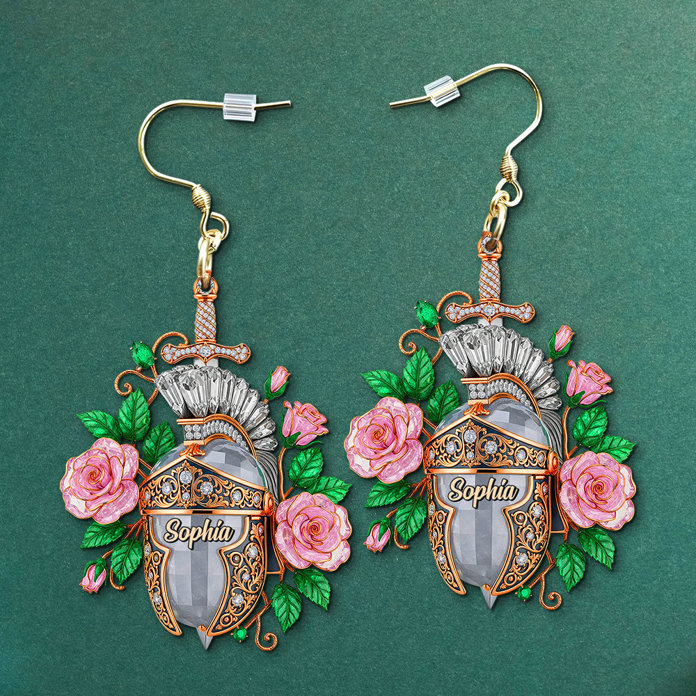 Knight Helmet Aesthetic Earrings, Personalized Gifts For Female Warrior Of God 04qhtn120725-Homacus