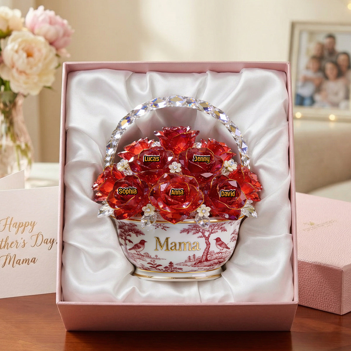 Toile De Jouy Flower Basket Mom Acrylic Plaque - Personalized Gifts For Mother's Day 05PGTN310326-Homacus