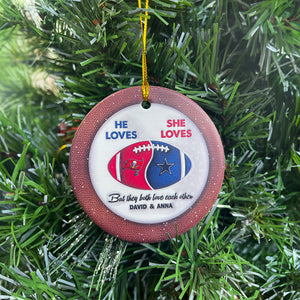 Football Couple Ornament With Custom Team Logo Gifts For American Football Lover-Homacus