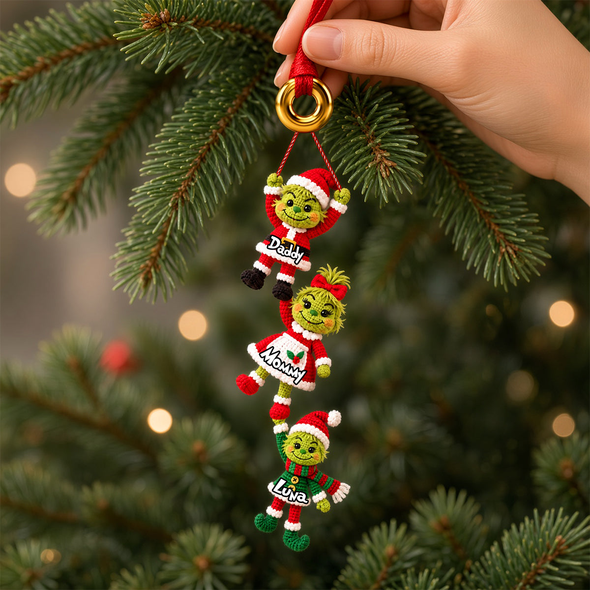 Crochet Christmas Family Hanging Ornament - Personalized Gifts For Family 01nadh280926