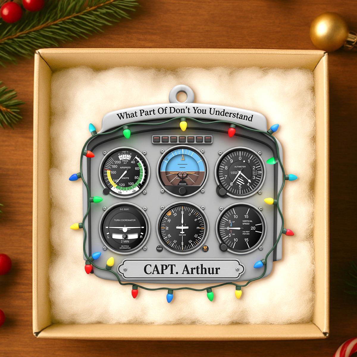 Personalized Gifts For Pilot Christmas Ornament 01hutn120925 Flight Instruments Six Pack-Homacus