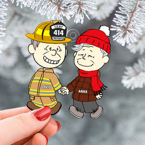 Personalized Gift For Firefighter Couple Christmas Ornament, Happily Holding Hand 04qhtn281124da-Homacus