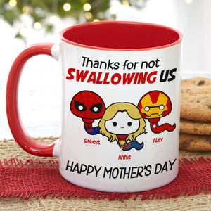 Thank Super Mom For Not Swallowing Us - Personalized Tumbler Cup - Mother's Gift-Homacus