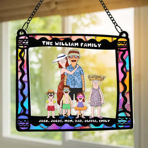 Personalized Gifts For Family Window Hanging Suncatcher Ornament Cartoon Family 01ACDT110225HG-Homacus