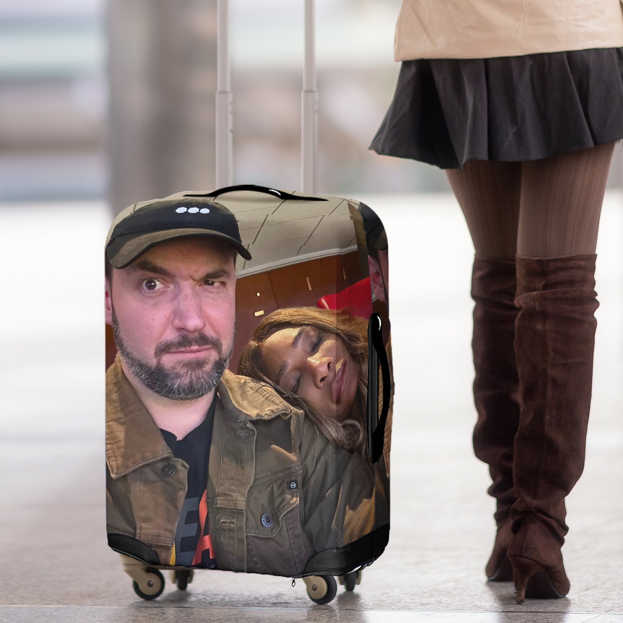 Custom Photo Luggage Cover, Funny Couple Gift For Upcoming Trips 02qhqn060724-Homacus