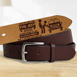 Personalized Gifts For Husband Leather Belt With Secret Message 04OHMH110624 Off Road Couple-Homacus