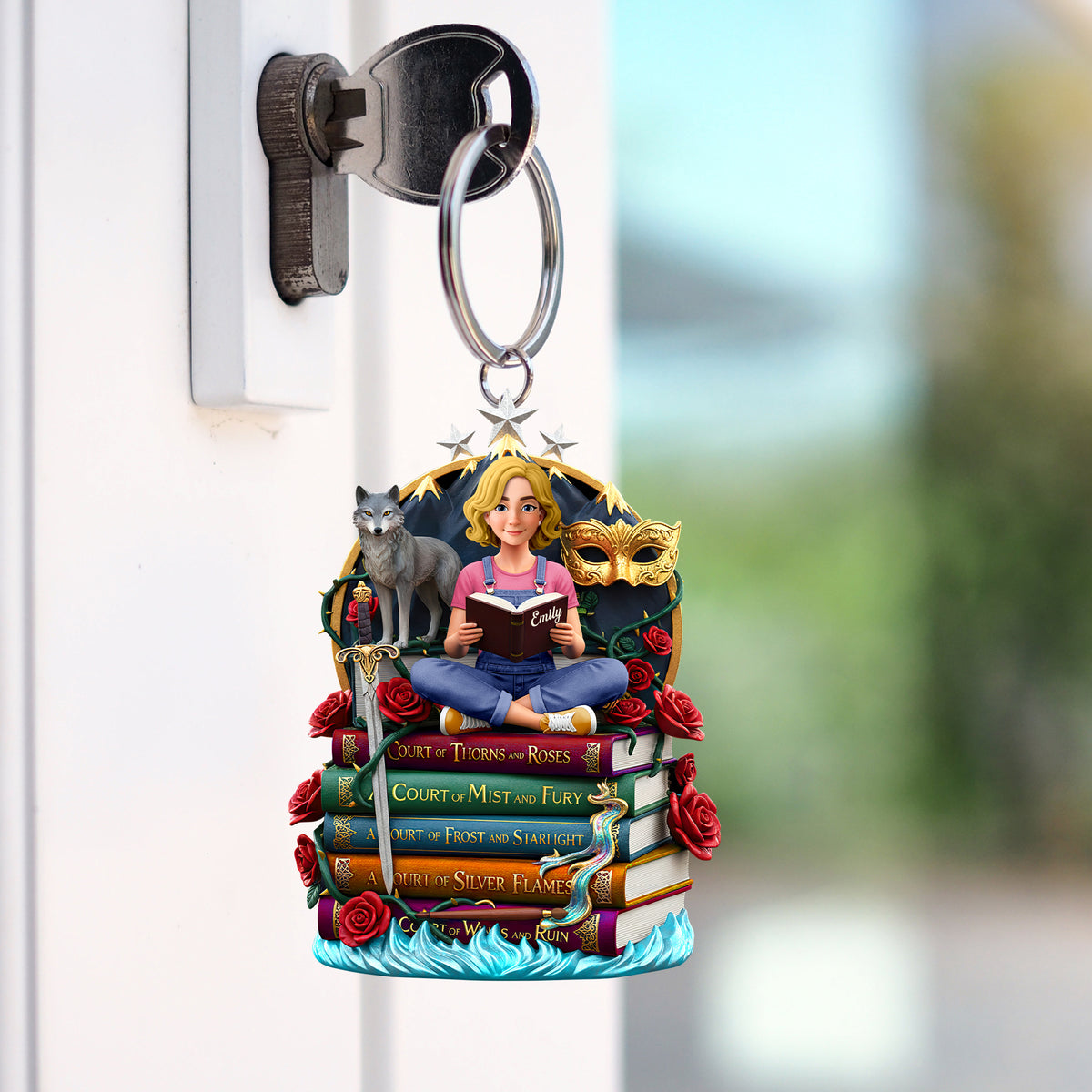 Enchanted Book Stack Keychain - Personalized Gift For Book Lovers 05HUQN200126-Homacus