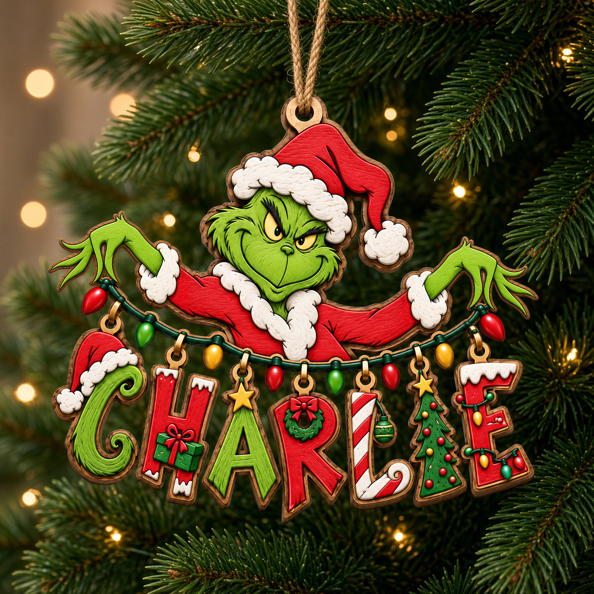 Playful Name Art String Ornament - Personalized Christmas Gifts 05qhlu210926-Homacus