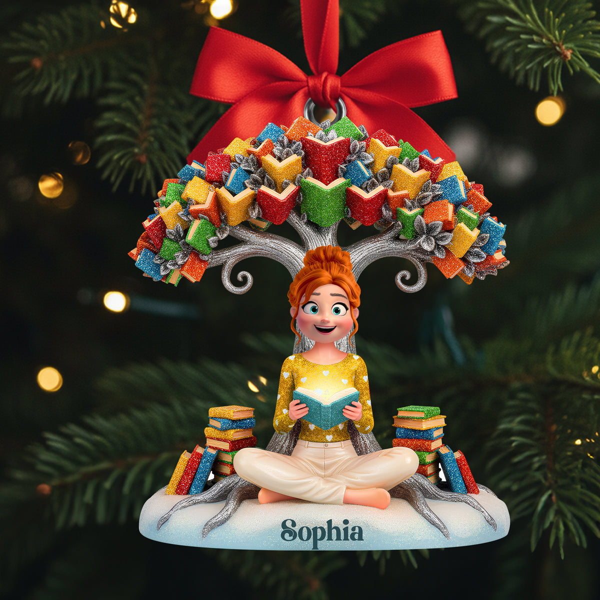 Book Tree Christmas Ornament Personalized Gifts For Book Lovers 01NALU061025-Homacus