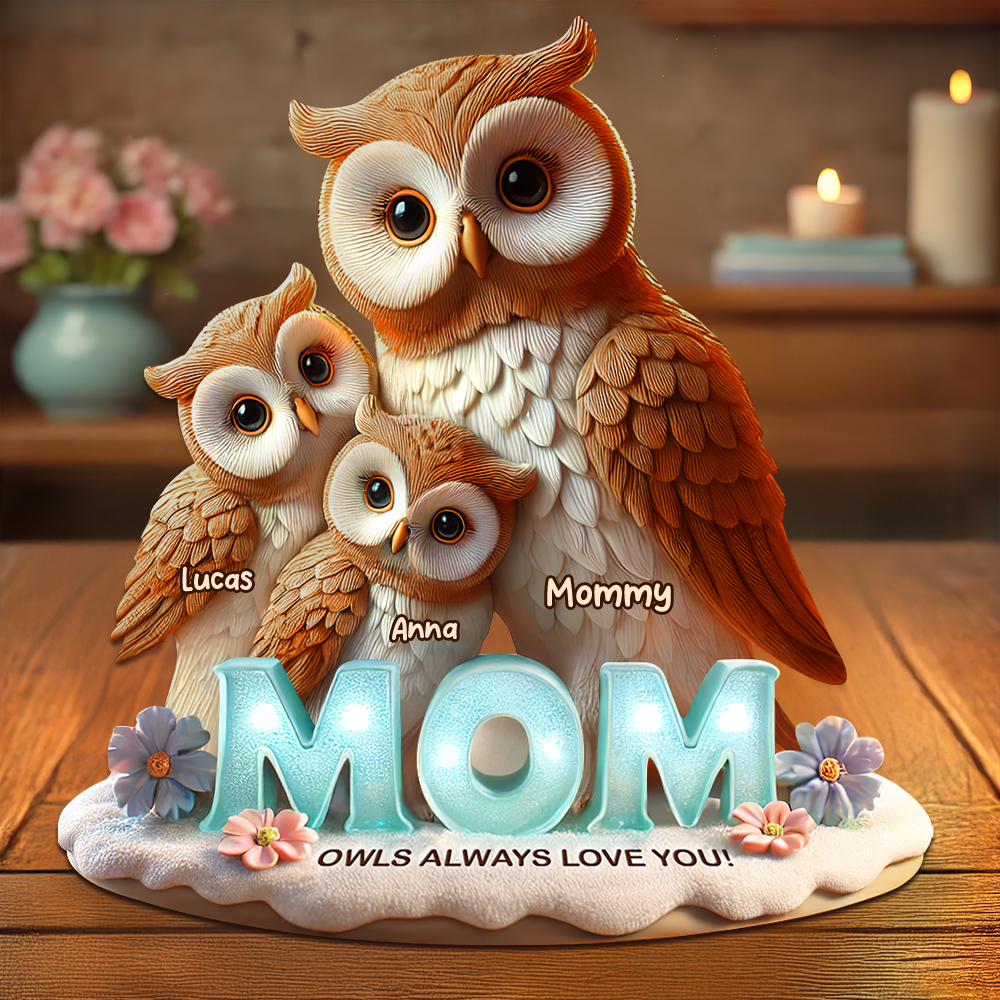 Owl Mom Plaque - Personalized Gifts For Mom 01hupu170425-Homacus