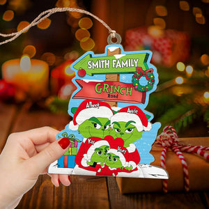 Personalized Gifts For Family, Green Monsters Family Wood Ornament Christmas 04XQLU291024-Homacus