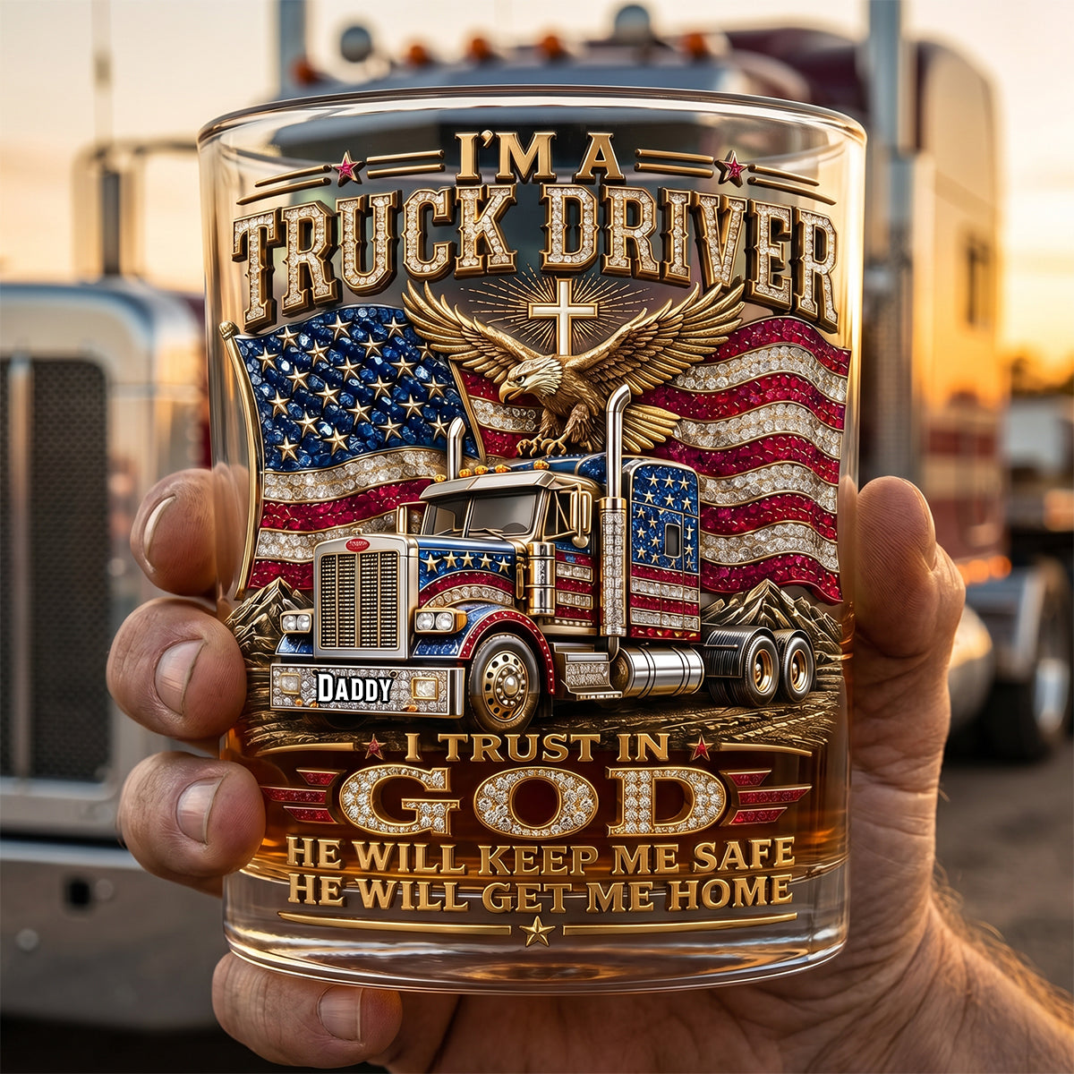 Dad Round Glass - Personalized Father's Day Gifts For Christian Truck Driver 02padh250526-Homacus