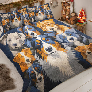 Australian Shepherds Dog Christmas Quilt Bed Set Gifts For Dog Lovers 07HUDT041124-Homacus