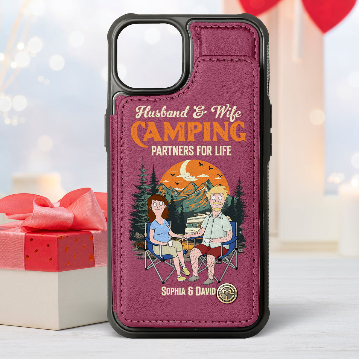 Camping Couple Husband And Wife - Personalized Leather Flip Wallet Phone Case 03xqtn190225pa-Homacus