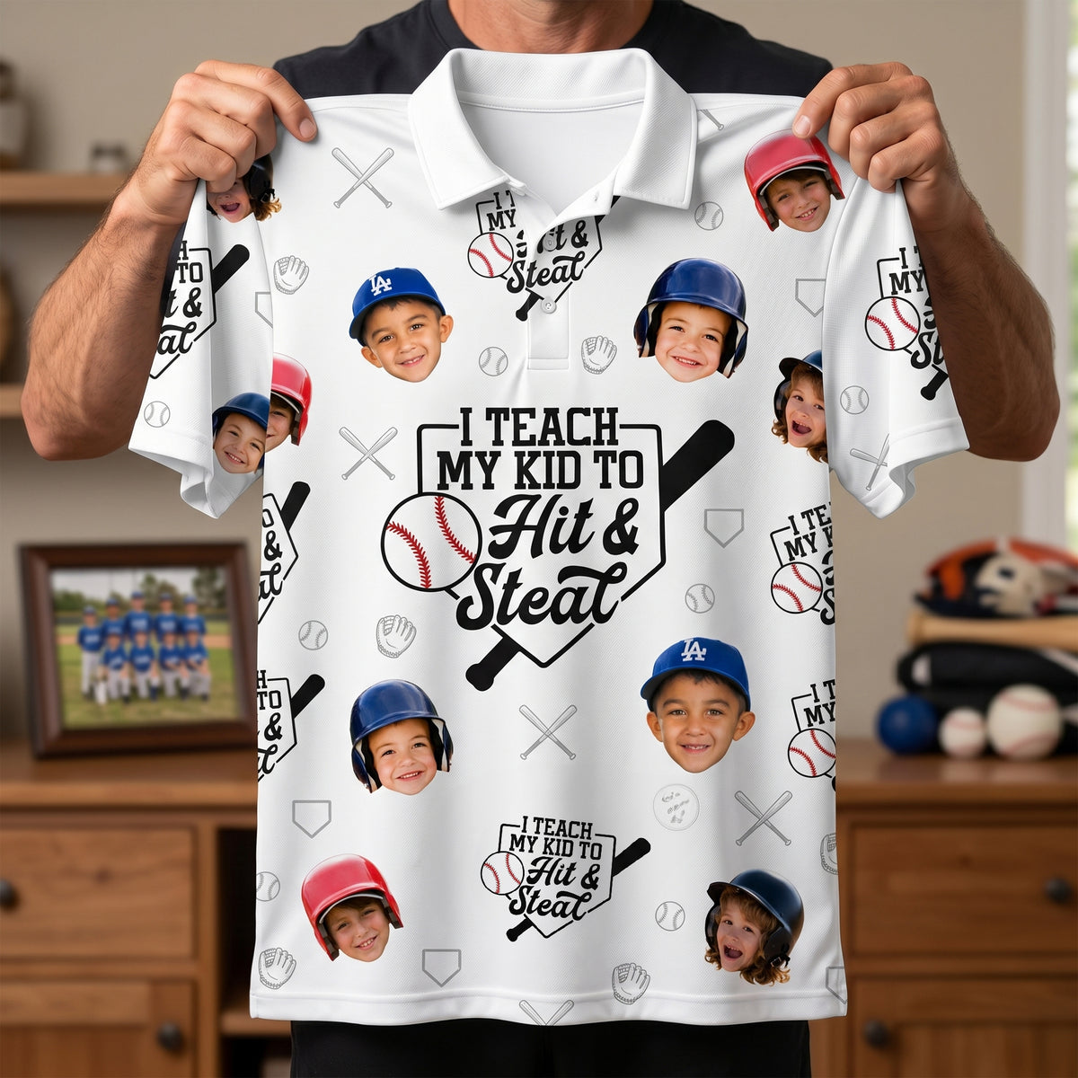 Custom Photo Proud Baseball Dad Polo Shirt, Personalized Gifts For Dads 02qhlu090526-Homacus