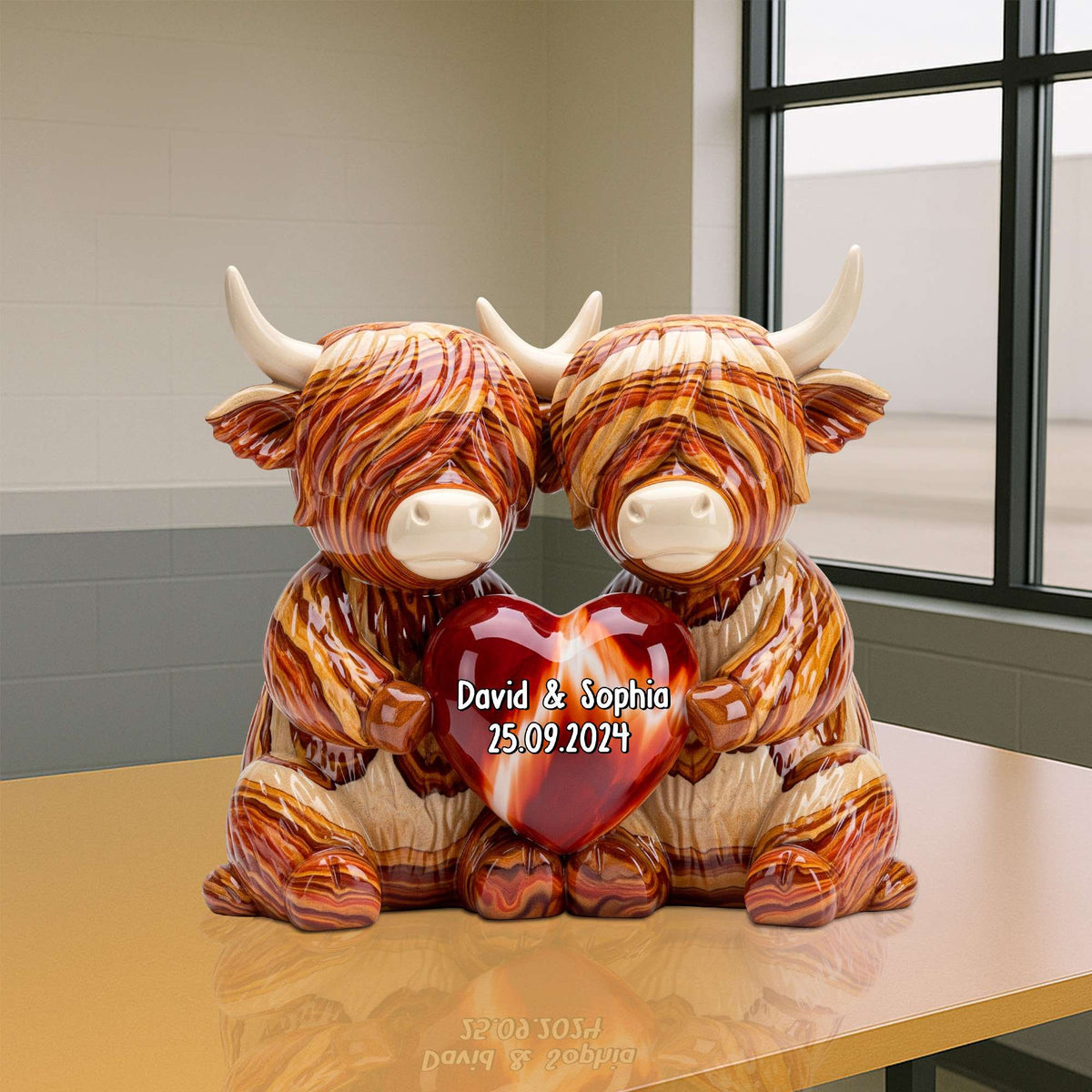 Highland Cow Couple Acrylic Plaque - Personalized Gifts For Couple 03natn190625-Homacus