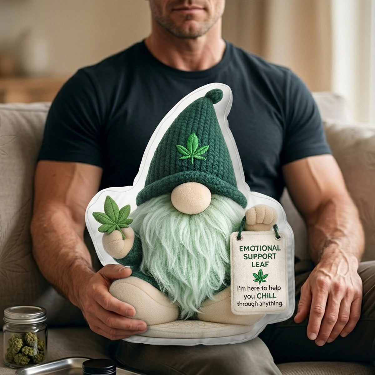 Funny Emotional Support Gnome Pillow - Personalized Gifts For Smoking Lover Pillow 03TOLU270326-Homacus