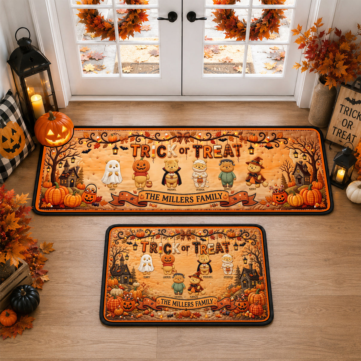 Halloween Trick Or Treat Family Rug - Personalized Gifts For Family Runner Rug 03PAQN050926