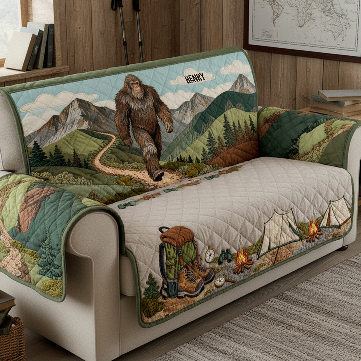 Hiking Quilted Sofa Cover - Personalized Gifts For Camping Lovers 01kita280126-Homacus