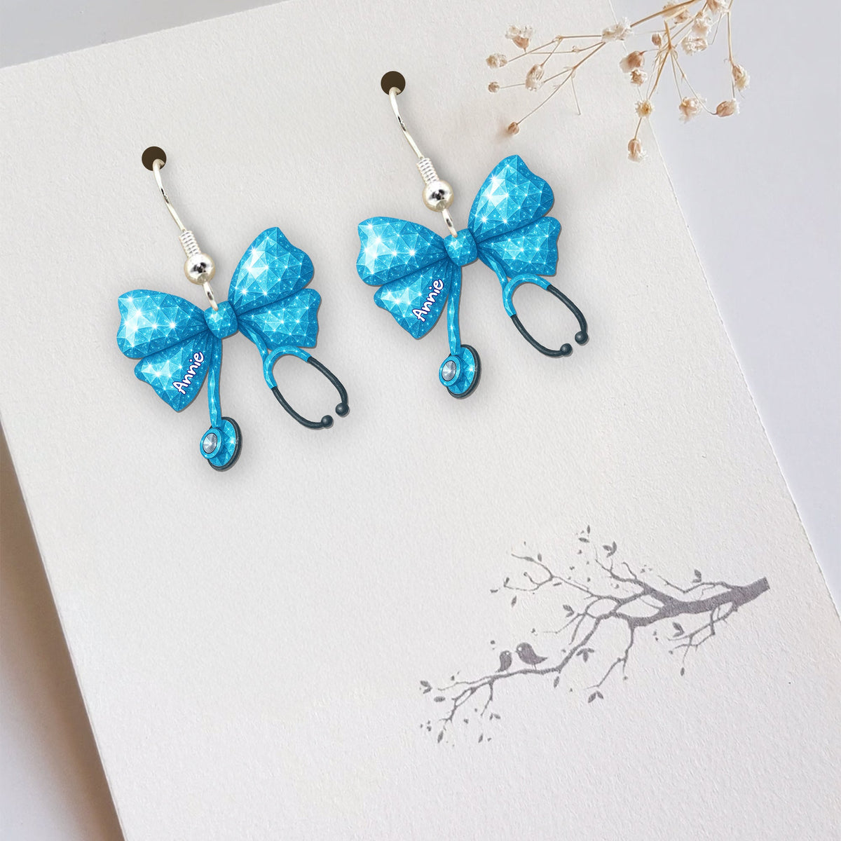 Stethoscope Bow Earrings - Personalized Gifts For Nurses 04PULU270625-Homacus