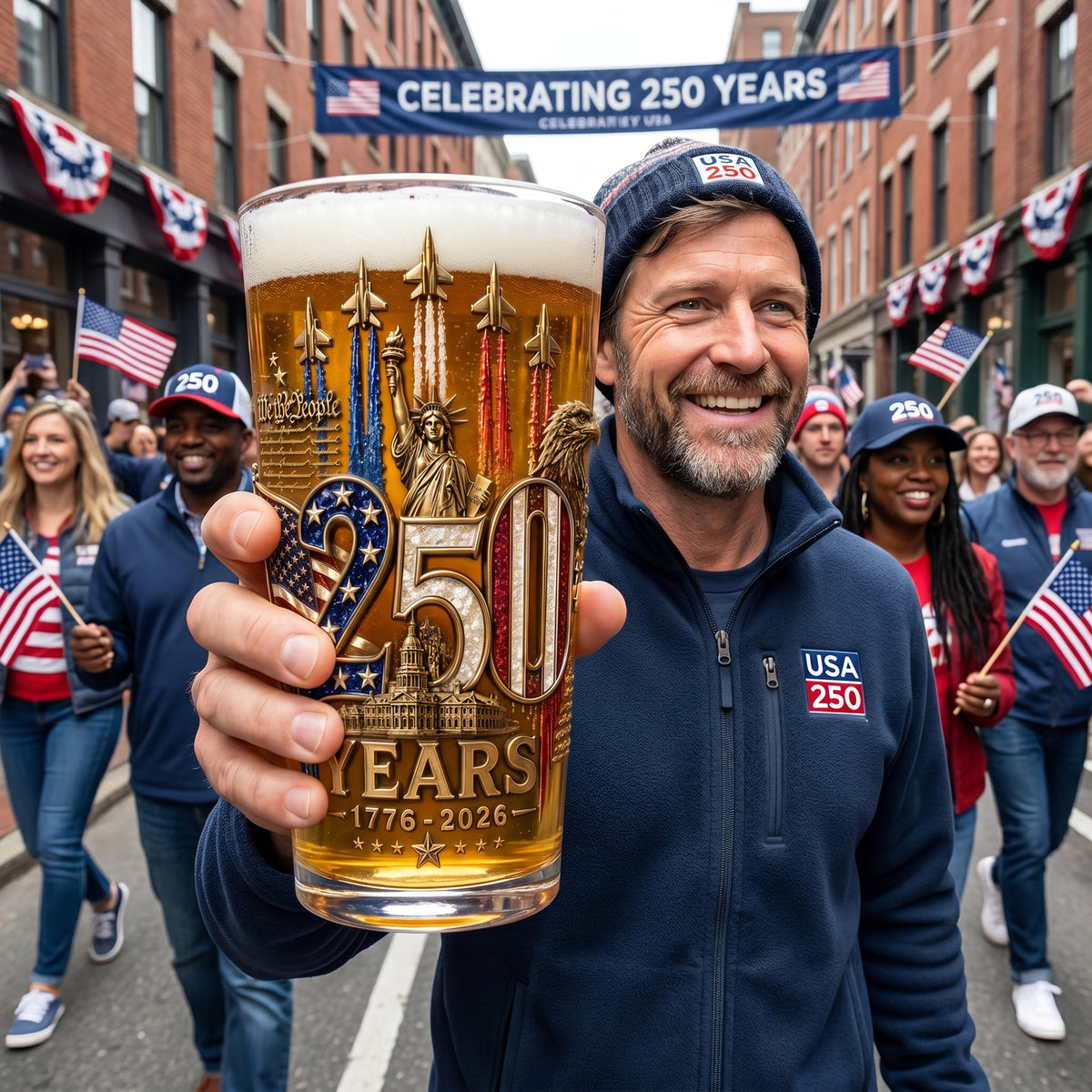 America 250th Anniversary Beer Glass - Personalized Gifts For Patriotic 05palu270526-Homacus