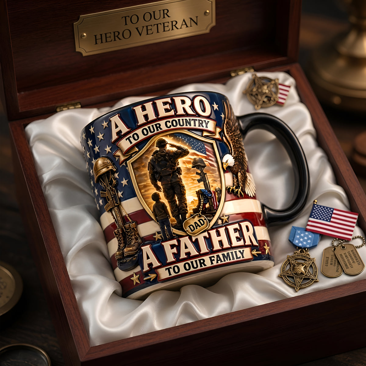 Proud Veteran Dad Black Mug - Gifts For Dads 01palu050526-Homacus