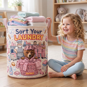 Fun Color Bleeding Quilted Laundry Basket, Personalized Gifts 02qhqn110726