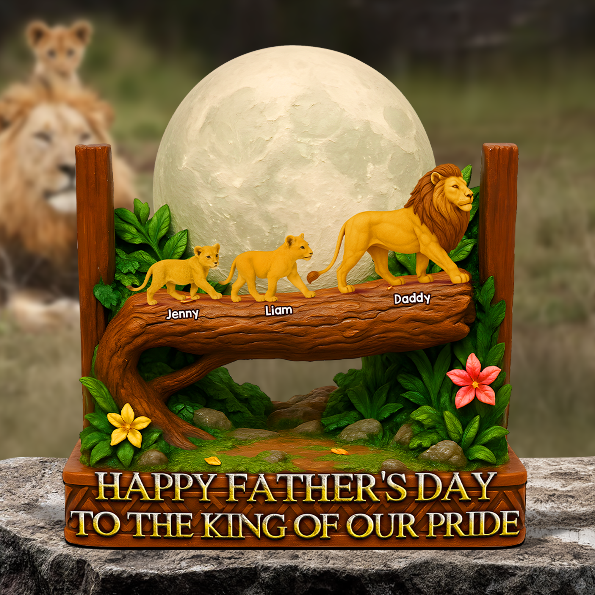 Lion Dad Plaque - Personalized Gifts For Dad 01napu020525-Homacus