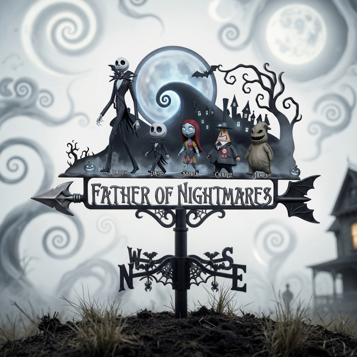 Spooky Father and Kids Metal Weather Vane - Personalized Gifts For Dad 01nalu140526-Homacus