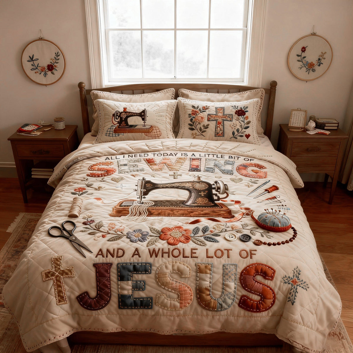 Sewing With Faith Quilt Bed Set – Christian Gift For Sewing Lovers 05PALU231225-Homacus