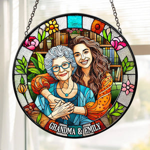 Custom Photo Gifts For Grandma Stained Glass Grandma Sunflower 04DTDT050325-Homacus