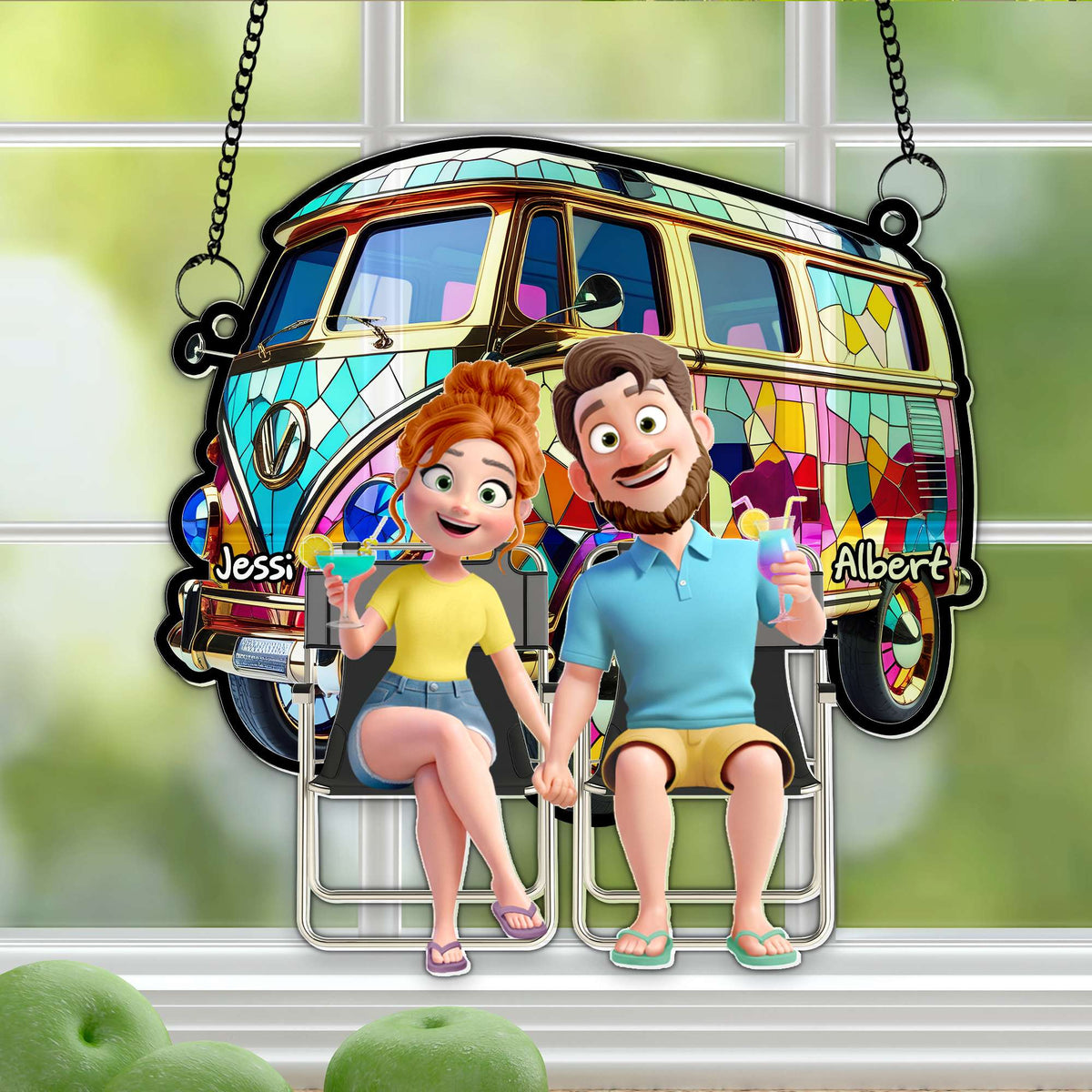 Couple With Colorful Motorized RV Suncatcher - Personalized Gifts For Couple 01TGLU140725-Homacus