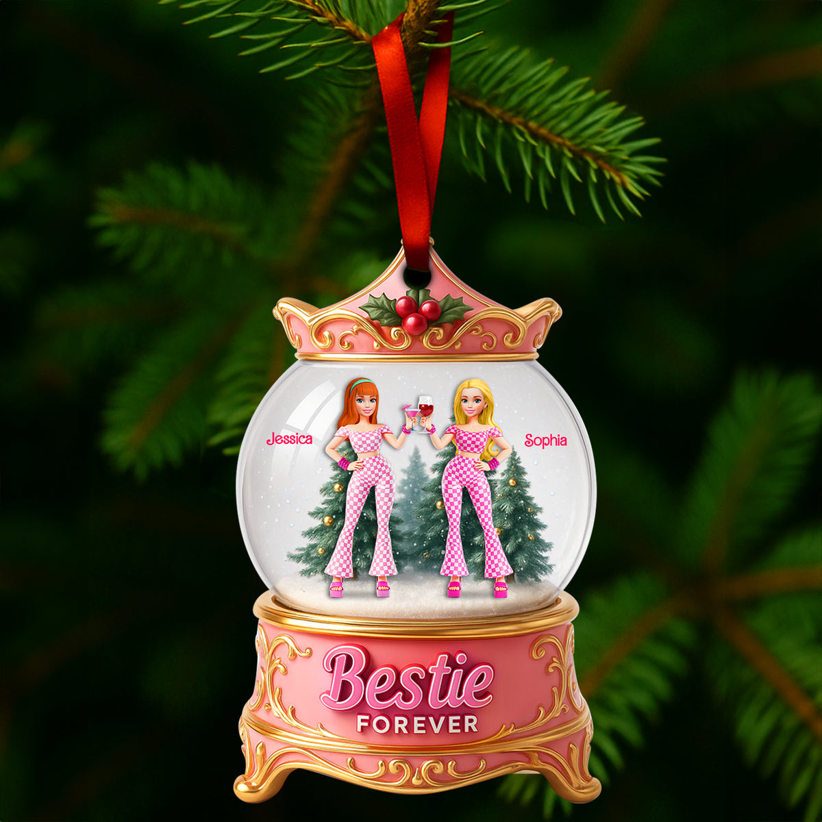 Girly Bestie Forever Ornament - Personalized Christmas Gifts For Besties 03OHLU140825-Homacus