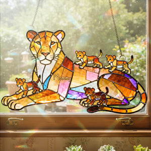 Lion Mom And Kids Suncatcher - Personalized Gifts For Mother's Day Suncatcher Ornament 03OHTA240226-Homacus