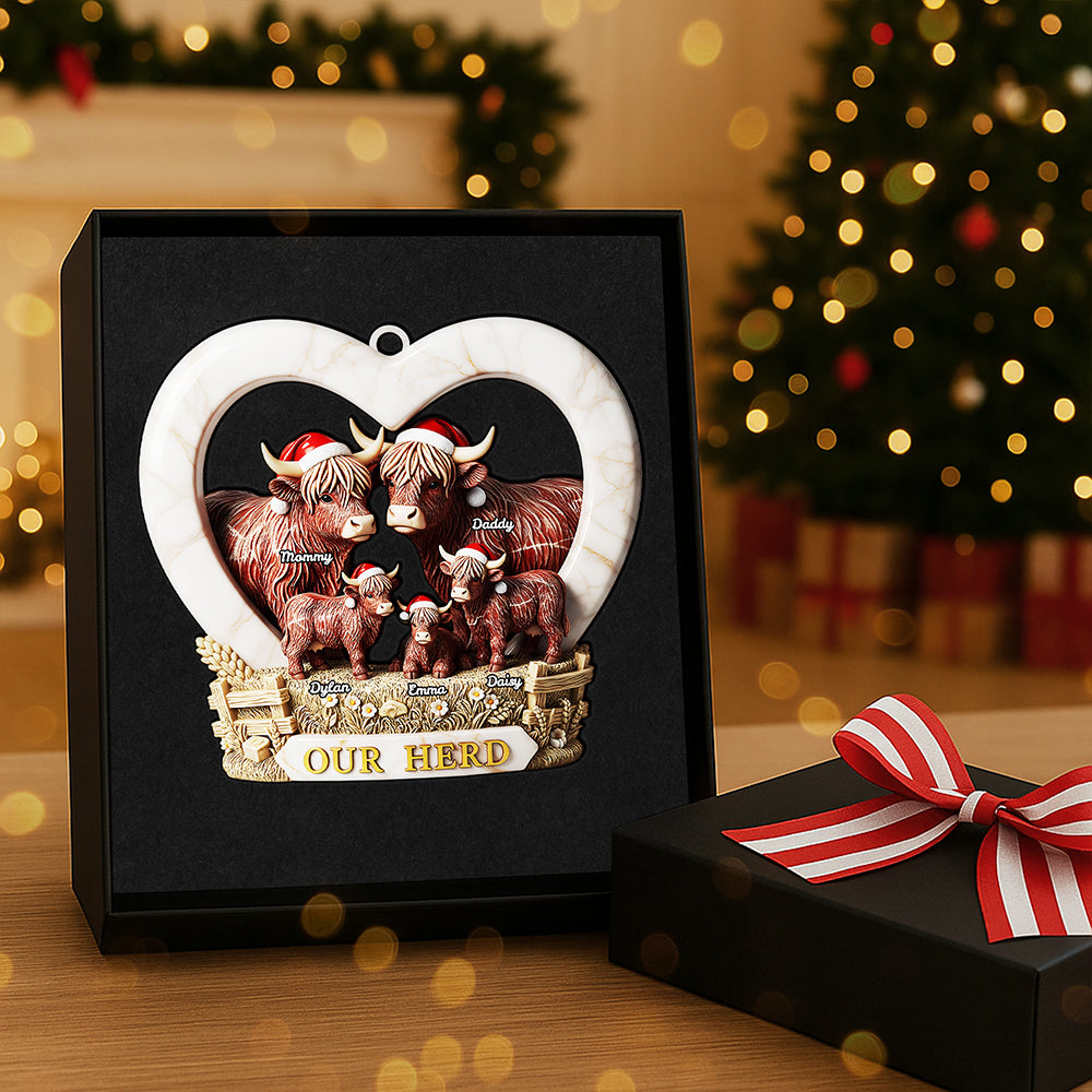Personalized Gifts For Family Christmas Highland Cow Ornament 03nata200925-Homacus