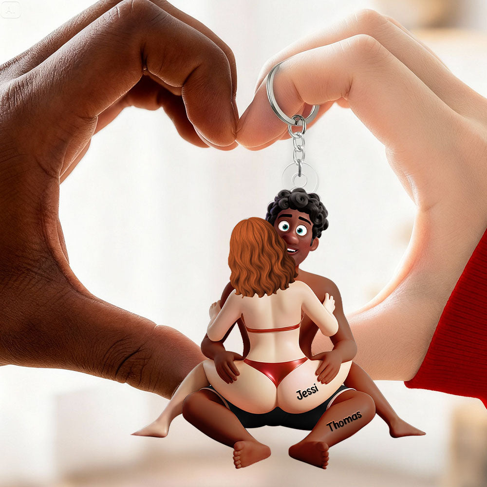 Naughty Hugging Couple Keychain - Personalized Gifts For Couples 05OHLU160126-Homacus