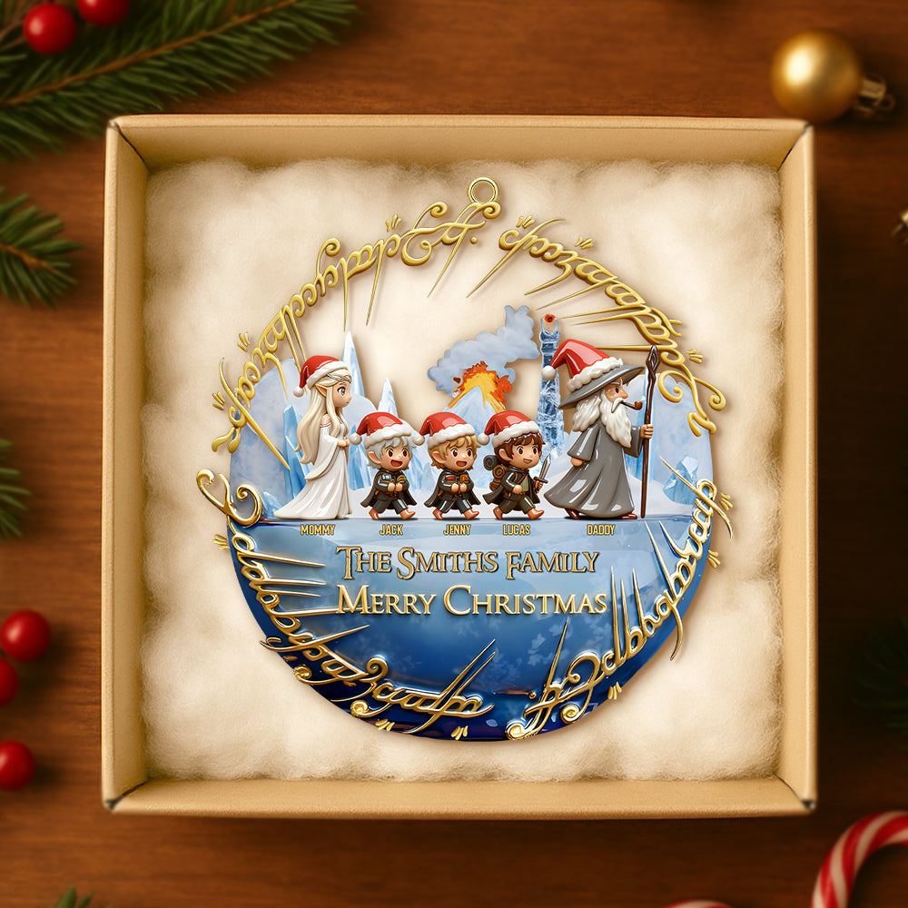 Family Walking To The Fantasy World Ornament, Personalized Gifts For Family 02qhtn081025-Homacus
