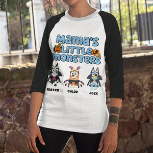 Personalized Gifts For Mom And Dad Raglan Shirt, Mom's Little Monster 03KADT130824-Homacus