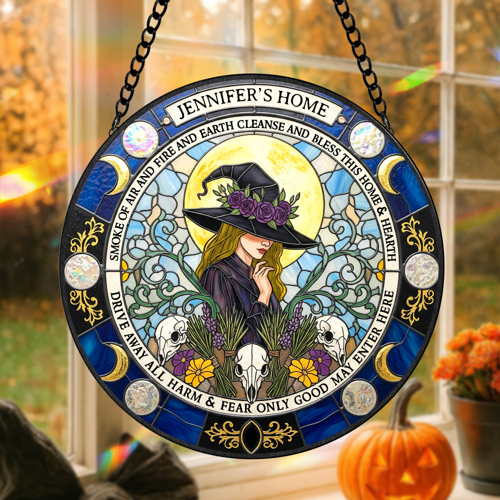 Blessings Witch House Stained Glass Suncatcher, Personalized Gifts For Witch Lovers 01qhtn080825-Homacus