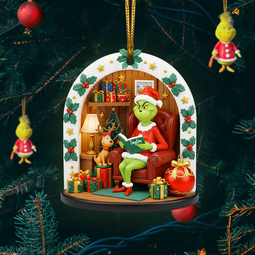 Grumpy Green Reader Ornament - Personalized Christmas Gifts For Book Lovers 04PGLU120825-Homacus