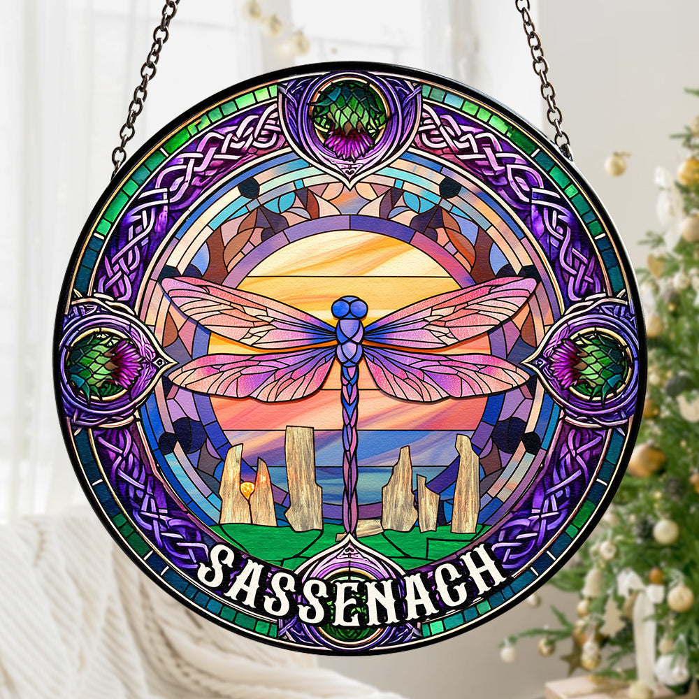 Personalized Gift For Historical Fantasy Novel Fans Suncatcher, Dragonfly Stained Glass 06QHTN290824-Homacus