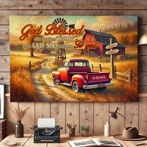 Personalized Gifts For Couple Canvas Print 02qhtn121224 God Blessed The Broken Road That Led Me Straight To You-Homacus