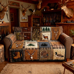 Hunting Collage Quilted Sofa Cover - Personalized Gifts For Hunters 04qhlu240126-Homacus