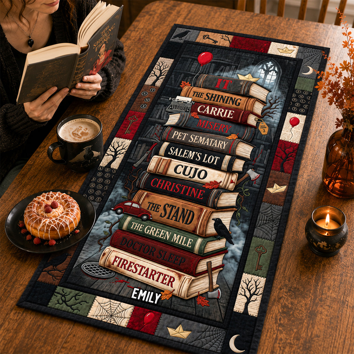 Creepy Reading Nook Quilted Table Runner Personalized Gifts For Book Lovers 05NADH120826