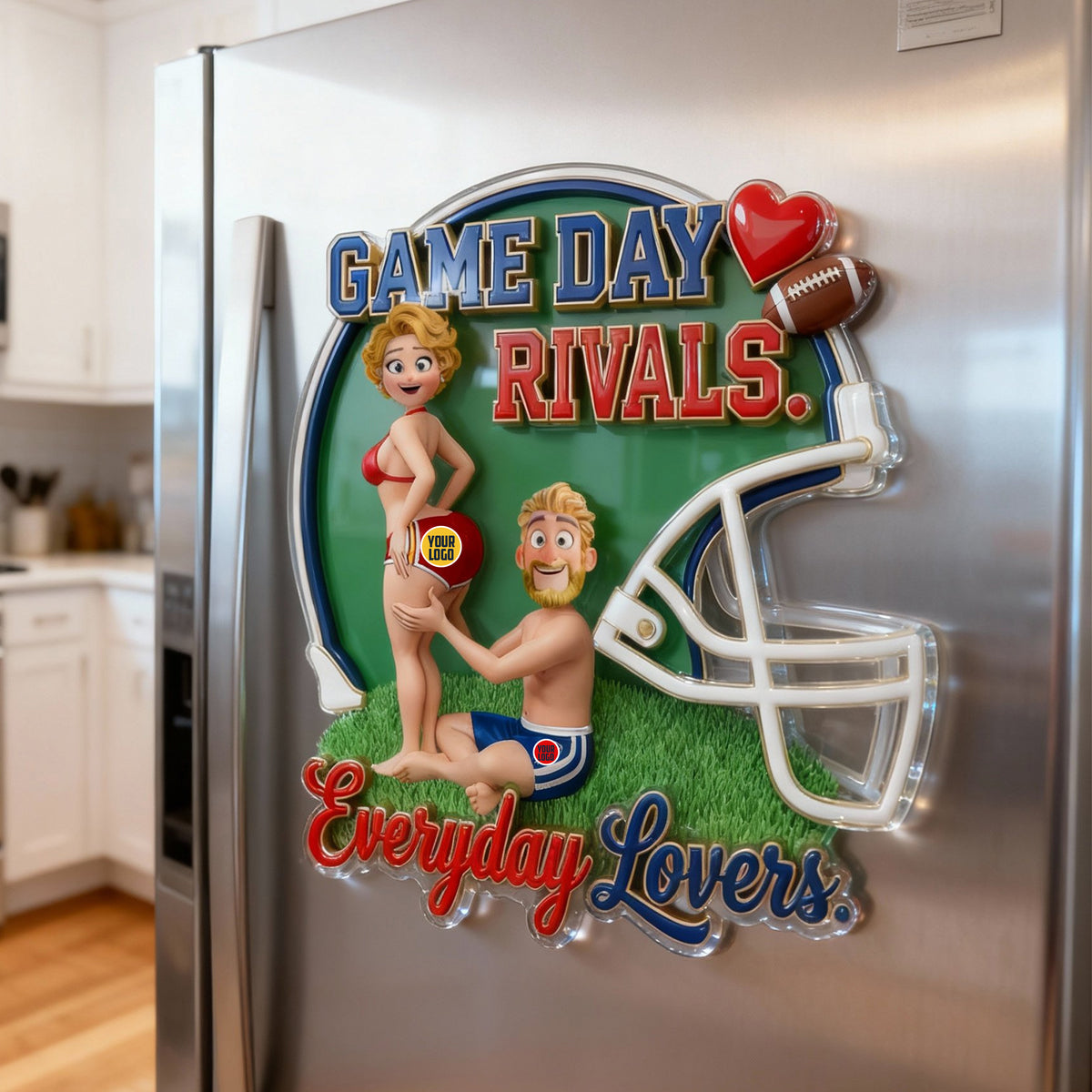 Game Day Rivals Couple Fridge Magnet - Personalized Gifts For Sporty Couple 01HUTN140126-Homacus