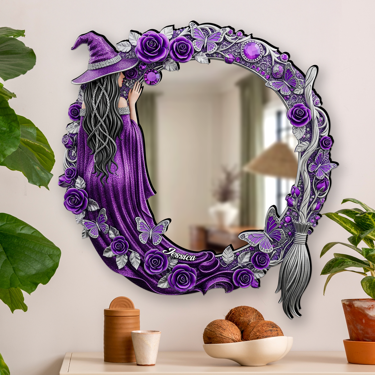 Quirky Witch Shaped Mirror - Personalized Gifts For Witch Lovers 07OHLU220725-Homacus