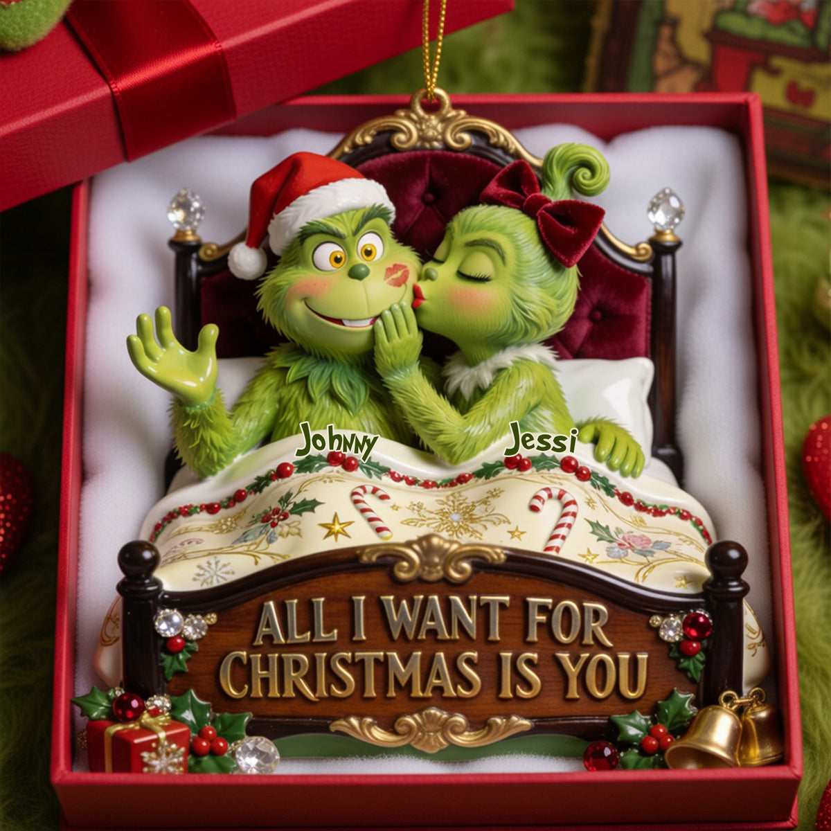Mischievous Kiss Acrylic Ornament - Personalized Christmas Gifts For Couples 02pglu050826-Homacus