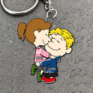 Personalized Gifts For Couple Keychain 03qhtn150724hhhg Cute Couple Embracing In Love-Homacus