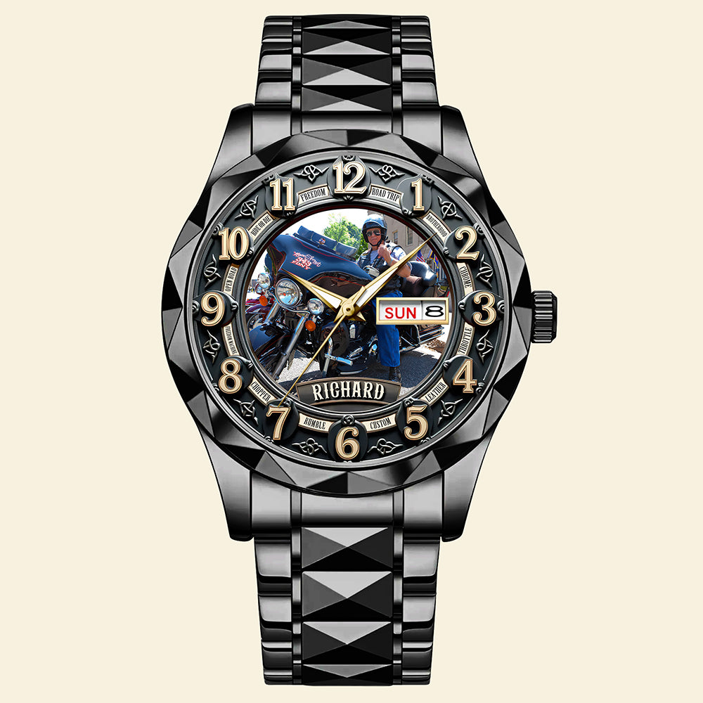 Motorcycle Rider Men's Stainless Steel Watch – Custom Photo Gift for Bikers 04huqn230725-Homacus