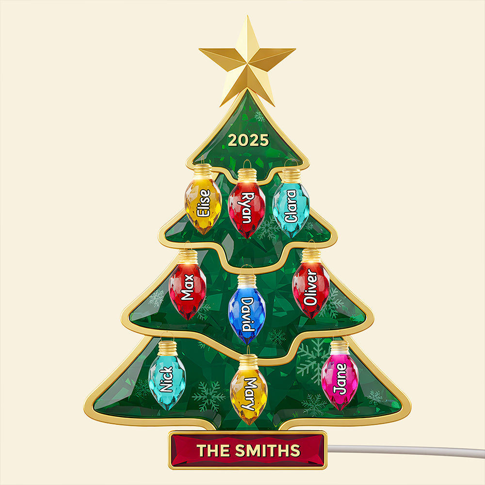 Christmas Tree Family Light Box - Personalized Gifts For Family Custom Shape Acrylic Light Box 04NADT301025-Homacus